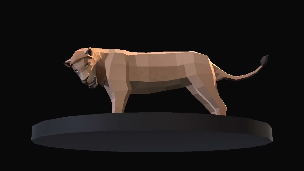 American lion, the game's model on a turntable