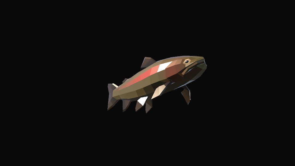 Yellowfin cutthroat trout, a stand in model on a turntable